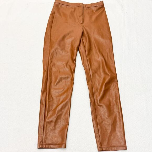 Wilfred Free Aritzia Faux Leather Brown Skinny Jeans Size 4 - Picture 2 of 7